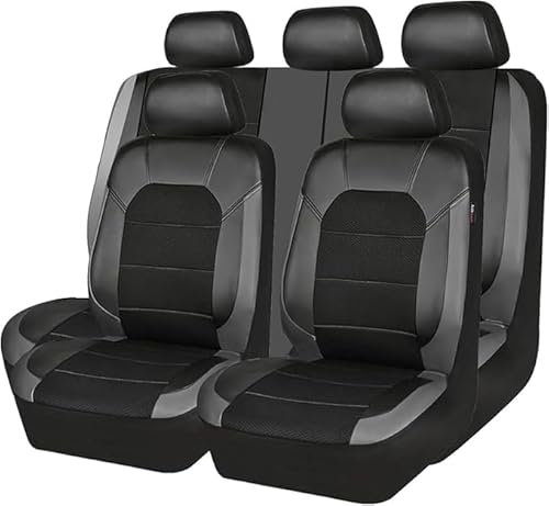 YFSRBH Auto Leder Sitzbezüge Sets Für Jeep Wrangler Unlimited(TJ)/Wrangler Unlimited Rubicon(TJ)/Wrangler Jamboree(TJ),Leder Sitzschoner Schonbezug Wasserdichter Sitzbezug-Sets Zubehör,D/Grey