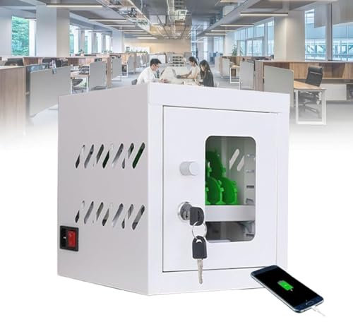 Mobile Phone Charging Cabinet,Cell Phone Lock Box, Phone Jail, Rechargeable Mobile Phone Storage Locker (6Slots)