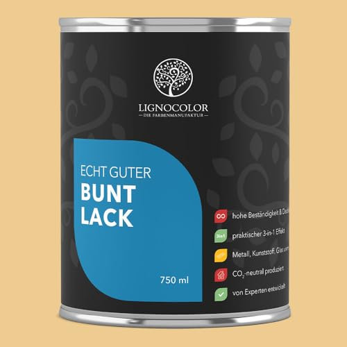 Lignocolor Buntlack glänzend (750 ml, Sierra Nevada) | hochbeständiger Lack für Holz, Metall, Kunststoff & Kinderspielzeug