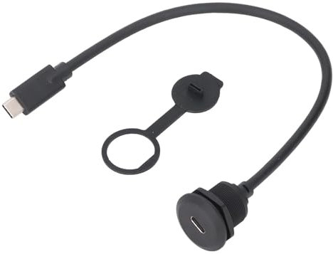 Cavo per Montaggio a Incasso Tipo C 3.1 Cavo Maschio a Femmina PD 60W 20V 3A di Ricarica Rapida 10 Gbps 4K 60Hz per Auto, Barca, Moto con Adattatore per Montaggio a Incasso