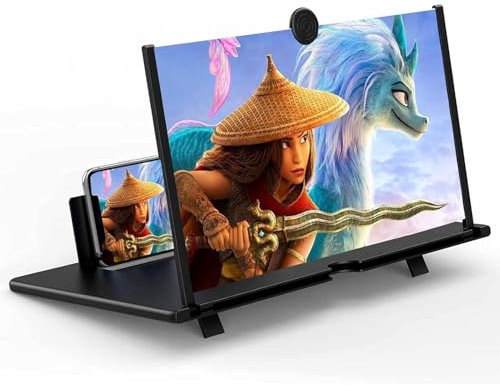 AiMeiteng Lupa para móvil, 16 Pulgadas HD Amplificador de Pantalla para movil, 3-4 aumentos, antirreflectante, Plegable, Compatible con Todos los Smartphones (Negro)