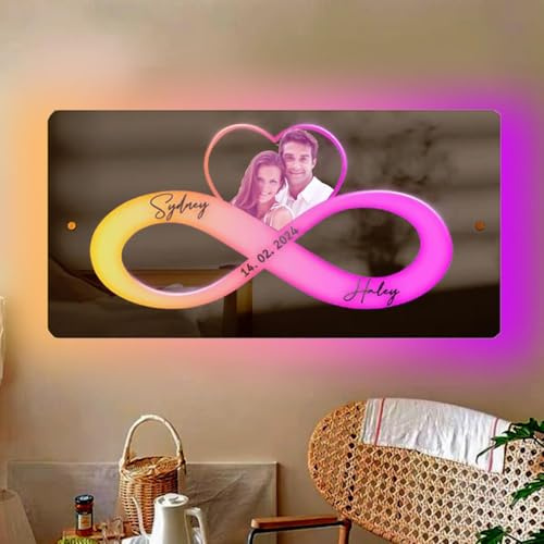 Personalisierter Namensspiegel mit LED-Licht, personalisierter Foto-Name, Jahrestag, Hochzeitsspiegel, digitaler Spiegel, personalisierter Bestätigungsspiegel (50 x 25 cm)