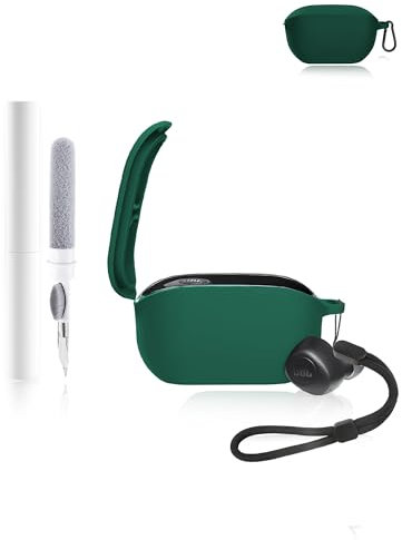Silicone Protective Case for JBL Wave Buds 2 Earbuds - Durable and Eco-Friendly Bluetooth Earphone Cover with Precise Holes - Shock-proof, Comfortable Touch - Dark Green