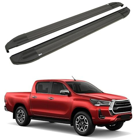 TURTLE Für Toyota Hilux Revo 2015-2024 Brillant Trittbrett | SCHWARZ