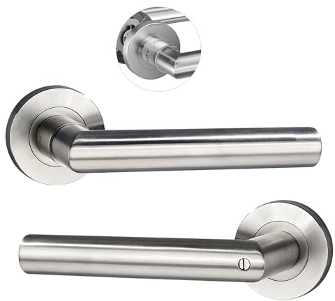 HAIFUAN-Sonderdesign, Drehen des Griffhalses zum Ver- und Entriegeln, Türschloss-Set für Schlafzimmer, Türdrücker für Badezimmer, Türdrücker für Einstecktüren (Z02-103-BK)