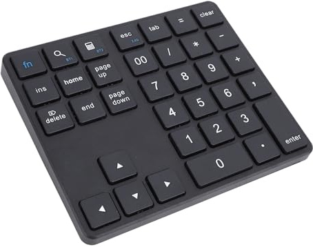 VBESTLIFE Bluetooth-Nummernblock, Kabellose 2,4-G-Zifferntastatur, Wiederaufladbarer Externer USB-C-Nummernblock mit 35 Tasten, Tastatur Zur Eingabe von Finanzdaten (Black)