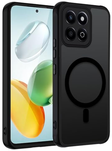 TUUTPU Coque Magnétique pour Honor 200 Smart(Pas pour Honor 200) Compatible avec Magnet, Etui Translucide Matte Arrière Case Fine Antichoc Militaire Housse PC Dur Anti Rayures Dos+ TPU Bumper, Noir