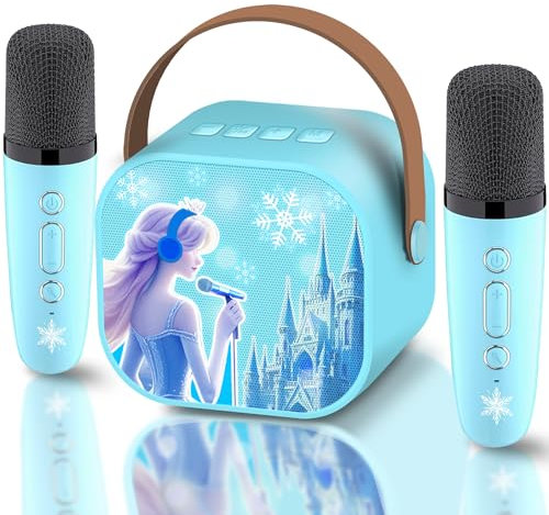 Frozen Toys - Mini máquina de karaoke para niños, juguetes de princesa, juguetes de 3, 4, 5, 6, 7, 8, 9, 10 años, regalos de cumpleaños para niñas, micrófonos inalámbricos