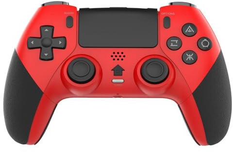 AARONMEI Wireless Gamepad Controller For PlayStation 4 With Motorized Vibration, 6-Axis Motion Sensing, Continuous Firing Function (Red)