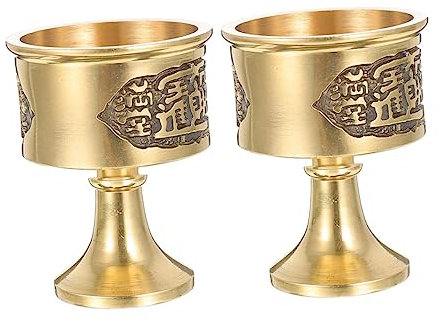 BEBEMOKO 2 Pièces coupe d'offrande en cuivre bols à offrandes tasse de prière fournitures d'autel bol d'offrande bouddhiste coupe d'offrande pour l'autel gobelet Golden