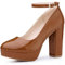 Perphy Ankle Strap Platform Court Shoes Chunky Heel Mary Jane Pumps for Women Brown UK 6/Label Size 8 US