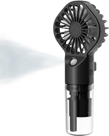 Générique 16x7x4 Cm Ventilateur Brumisateurs Portable, Mini Ventilateur À Main With Fonction Humidification, À 4 Vitesses, USB Rechargeable, Pour Voyage, Extérieur, Bureau, Maison