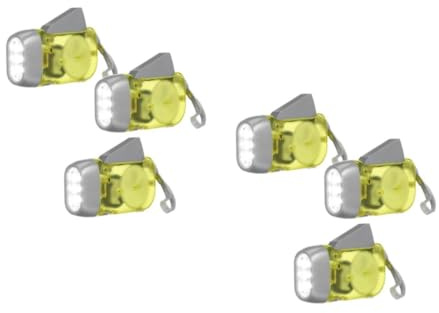 HEMOTON 6 Stück Handkurbel Taschenlampe Teiliges LED Notfalllicht für Camping und Outdoor Aktivitäten Manuell Betriebene Taschenlampe für Notfälle Langlebig und Praktisch