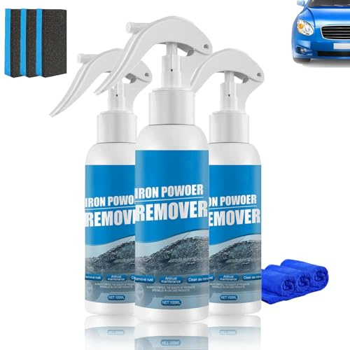 3 Stück Auto-Rostentfernungsspray, Remover Rostentferner Sprayer mit Reinigungstuch und Schwamm, Iron Powder Remover, Rost Entfernen für Auto Rost Entfernen Wartung Restaurierung