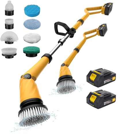 Qimedo Electric Scrubber Power Spin Scrubber 1500 RPM | Electric Cleaning Brush with 8 Replaceable Brush Heads, Rechargeable Battery, for Shower, Bathroom, Floor, Sink