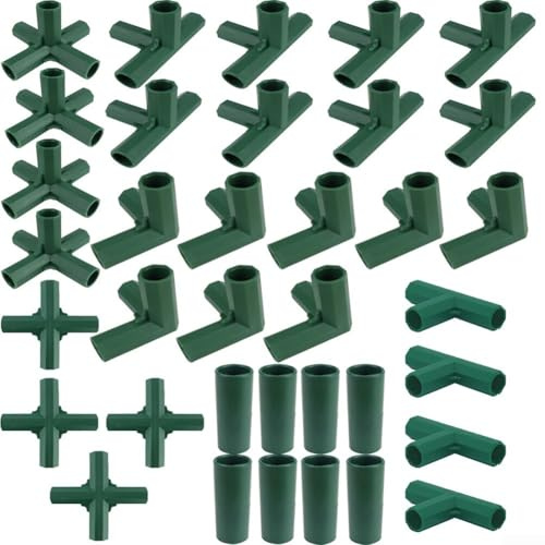 TDCuizent Lot de connecteurs pour cadre de serre en plastique avec 3 voies, 4 voies, 5 voies à angle droit et plans plats pour tubes de 16 mm, raccords résistants aux intempéries pour étagères de
