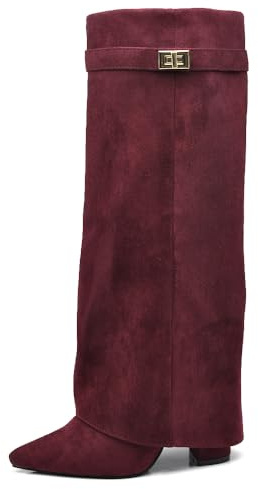 IF FASHION Stivali Alti al Ginocchio Punta a Punta Tacco Alto Gambale A Ghetta Stile Western Comodi e Chic 6885