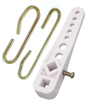 Fully Adjustable White Plastic Toilet Cistern Lever, with Two Toilet Flush Siphon Link C Hooks - 1 Large 92mm & 1 Small 65mm