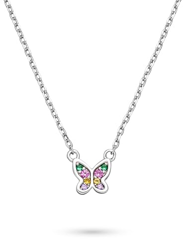 s.Oliver Kinder Schmuck – Halsketten aus Silber mit verschiedenen Herz, Schmetterling, Schleife, Hufeisen & Kreuz Designs – Fröhlich, Bunt & Stilvoll – Perfekte Geschenkidee