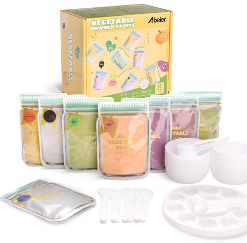 ABEIER Washable Finger Paint for Toddlers, 8 Colors x 2oz, Baby Safe Paint for Hand and Feet, Non-toxic, Natural Vegetable Based Powder Art Supplies for Kids,Preschool Learning Gifts, Ages 3 4 5 6+
