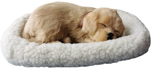 Jorzer Breathing Stuffed Animal Sleeping Dogs on Pad Realistic Breathing Dog, Interactive Plush, Battery Operation Realistic Puppy for Kids Children, Golden PET_SUPPLIES.