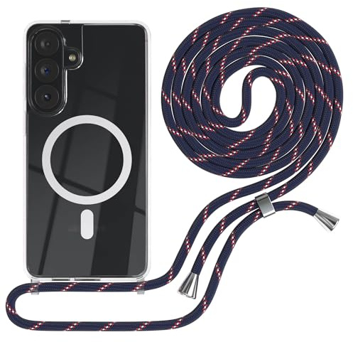 EAZY CASE - Handykette kompatibel mit Galaxy S26 Plus Kette zum Umhängen Stoßfest Handyhülle für Galaxy S26 Plus Silikon Hülle mit Band Handytasche Transparent als Fallschutz in Navy Camouflage