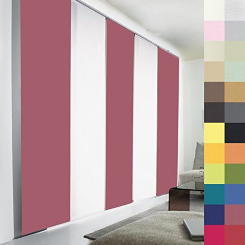 Sun World Schiebegardinen nach Maß, hochqualitative Wertarbeit, alle Größen verfügbar, Maßanfertigung, Schiebevorhang, Raumteiler, Flächenvorhang, Blickdicht (130cm Höhe x 50cm Breite/Beerenrosa)