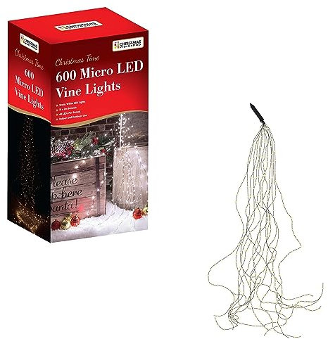 The Christmas Workshop 72710 600 White Micro LED Vine Lights / Indoors & Outdoors Suitable / Waterfall Style Lights / 15 Total Flexible Light Strips