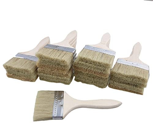 SHANOER 20pcs Low Cost Paint Brushes or Chip Brush with Wooden Handle,4 Width for Paint,Stain,Varnish, Gesso, Primer, Glue