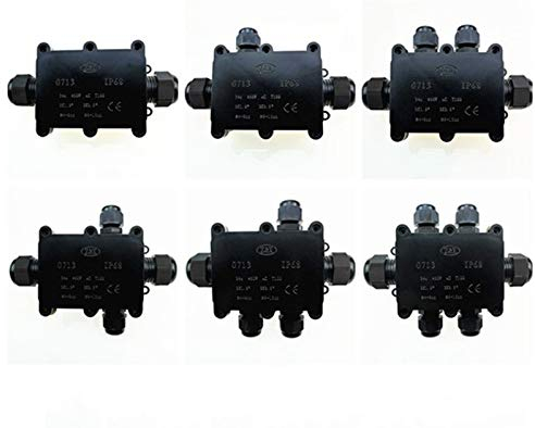 Waterproof Junction Box, BE-TOOL IP68 Electrical Junction Box Waterproof Connectors for Outdoor Lighting External Junction Box Black (6 Way)