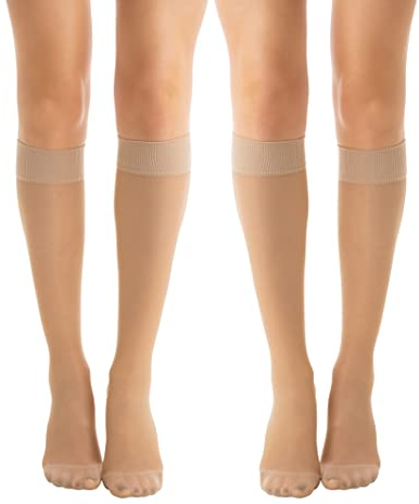 Relaxsan Basic 850P (2 Paare - Hautfarbe 3/L) Kniestrümpfe Damen 22-27 mmhg vorbeugend abgestufter Kompression 140 Den PLUS