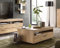 Couchtisch Piet Eiche Bianco NB, 115x45x65cm Tisch Beistelltisch Sofatisch Kaffeetisch Wohnzimmertisch großes Ablagefach großer Schubkasten
