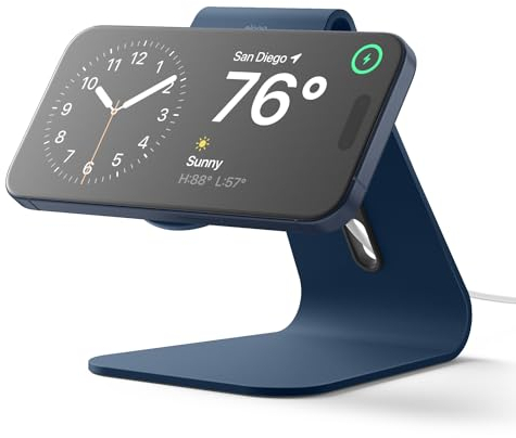 elago MS4 Ladestation Kompatibel mit MagSafe, Aluminium Ständer Kompatibel mit iPhone 17/16/15/14/13/12 Serie, Designed für Standby-Modus (ios 17) [Ladegerät Nicht enthalten] (Jean Indigo)