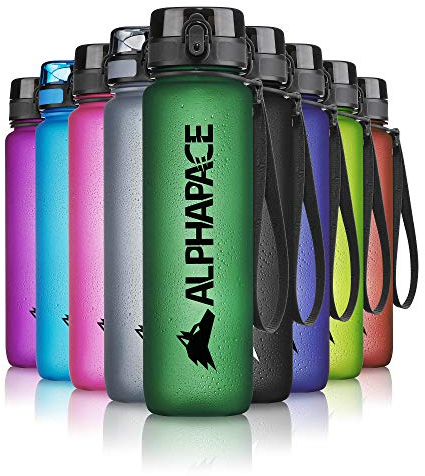 ALPHAPACE Trinkflasche, auslaufsichere 350 ml Wasserflasche, BPA-freie Flasche für Sport, Fahrrad & Outdooraktivitäten, Sportflasche mit Fruchteinsatz, in Dark-Green