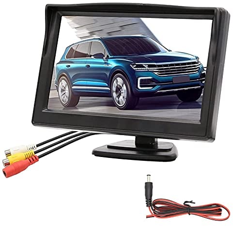 OBEST Telecamera di backup con schermo LCD da 5 pollici, telecamera di retromarcia con monitor, impermeabile, per SUV per auto 12V