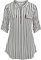 Lalala Damen Streifen Blusen Elegante Langarmshirts Tunika Oberteile T-Shirt V-Ausschnitt Tops (Weiß,XL)