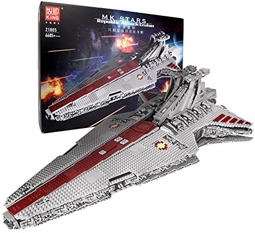 Mould King 21005 Technik Raumkreuzer Modell,6685 Teile Sternenzerstörer Angriffskreuzer Groß MOC Klemmbausteine Set Kompatibel mit Republik-Angriffskreuzer der Venator-Klasse