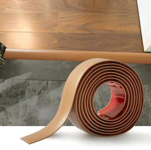 2M Bande de Seuil Barre de Seuil Auto-adhésive PVC Barres de Transition de Seuil Bande de Transition Sol pour Les Espaces Entre les Carreaux, les Sols en Bois, 4cm Marron Clair