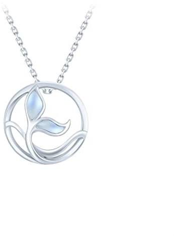 TOMYEUS Collier 925 Silver Clavicule Chain Blue Crystal Sirène Collier de Queue lége Pendentifs pour Femmes