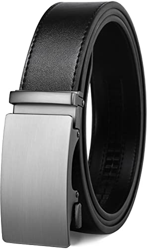 Founders & C Men's Ratchet Belt 1 3/8,Leather Dress Belt Adjustable with Click Sliding Buckle Trim to Exact Fit