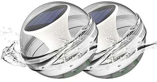 Lumière de Piscine Solaire, 2 Pcs Lumiere Piscine Flottante, LED Colorée Changement Lampe Étanche Boule Solaire Imperméable de Lampe Solaire Extérieur pour Piscine, Etang, Décoration