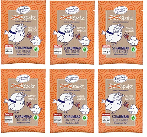 6er Pack Dresdner Essenz Dreckspatz Schaumbad Wasser Marsch Mandarinen-Duft 6 x 40 ml Badezusatz vegan