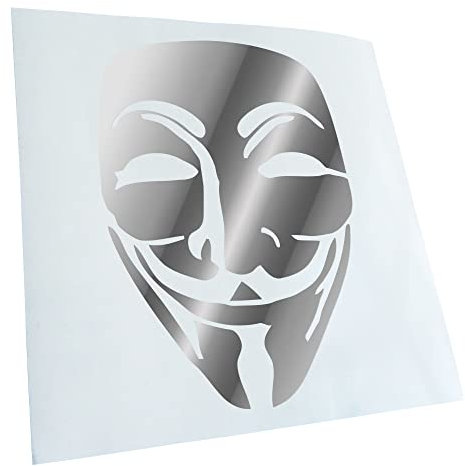 Kiwistar - Autoaufkleber - Chrom - 24x18cm Anonymous Maske - Heckscheibe Auto Aufkleber wetterfest für Kfz LKW Mofa Truck - Sticker außen selbstklebend Tuning Zubehör für Fenster Fahrzeug Scheibe