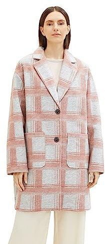 TOM TAILOR Damen 1038679 Mantel mit Karomuster, 33772-rose Grey Check, S