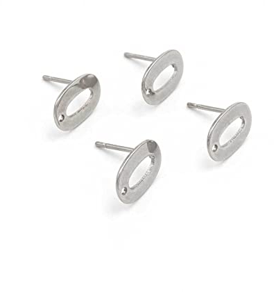Vintageparts ovale Ohrstecker aus Edelstahl in Platinfarben 4 Stück zum Schmuck selber basteln Damen- und Herrenschmuck Kinderschmuck Hochzeit DIY