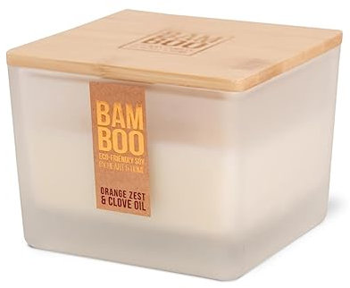 Bougie de centre de table en bambou (zeste d'orange et huile de clou de girofle)