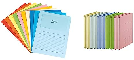 Elco 29488 Ordo Classico Organisationsmappen mit Sichtfenster 120 g/m² 10 Farben sortiert 10 Papiermappen & PLUS Japan, Zero Max Platzsparordner farbig sortiert, 10er Pack (1 x 10 Ordner)