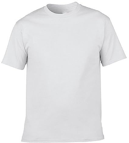 Men Short Sleeve T Shirt Crewneck 100% Cotton Fitness T-Shirts Breathable Soft Solid Color Tee Tops White