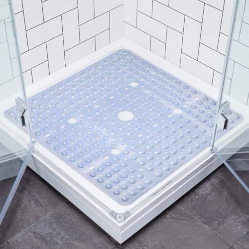 Lurowo Duschmatte, rutschfest, groß, quadratisch, 70 x 70 cm, mit Saugnäpfen, antibakteriell, waschbar, für Dusche, Badewanne