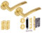 HANDLEZONE® Neemo Door Handles on Rose 3 Lever Lock Pack with Ball Bearing Hinges - Brushed Brass